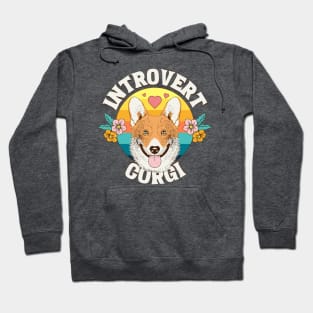 Introvert corgi dog puppy owner typography logo | Morcaworks Hoodie